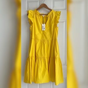 a loves a NEW Solid Babydoll Midi Modest Ruffle Tiered V-Neck Dress Pockets